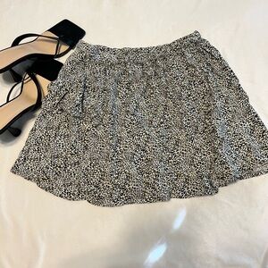 Japna Black and White Pleated Skater Mini Skirt